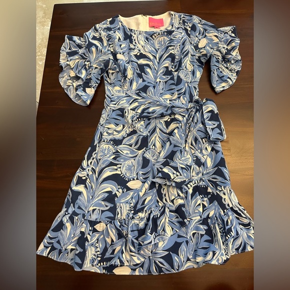 Lilly Pulitzer Darlah Stretch Faux Wrap Ruffle Dress You're the Zest (D9) - Picture 3 of 7